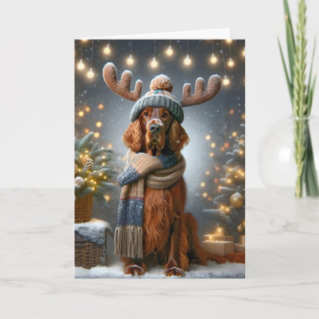 Jul - irländskt brev med Reindeer Antlers Kort (Framsida)
