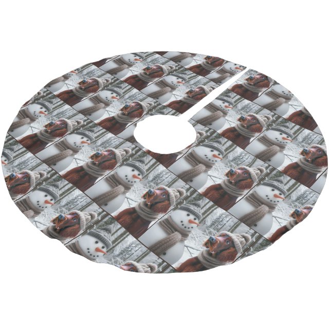 Jul - irländskt brev med Snögubbe Julgransmatta Borstad Polyester (Vinklad)