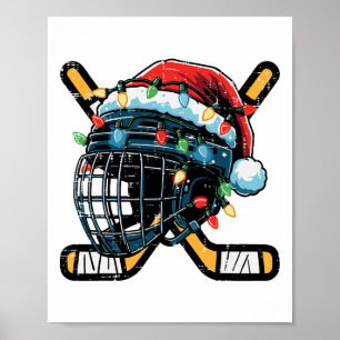 Jul ishockeyhjälm tomte jul mannen pojkar Ki Poster
