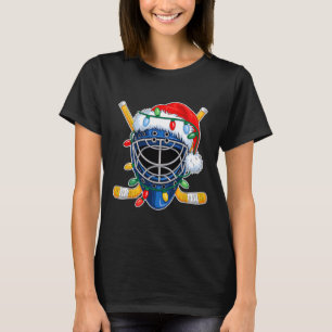 Jul Ishockeyhjälm Tomte Xmas Män Pojkar Ki T Shirt