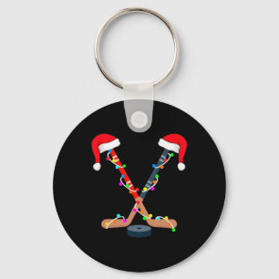 Jul ishockeyklubba tomtehatt Xmas män pojkar Nyckelring