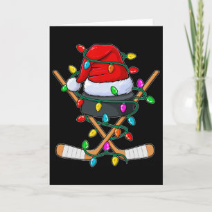 Jul ishockeyspelare tomtehatt Xmas män pojke Kort