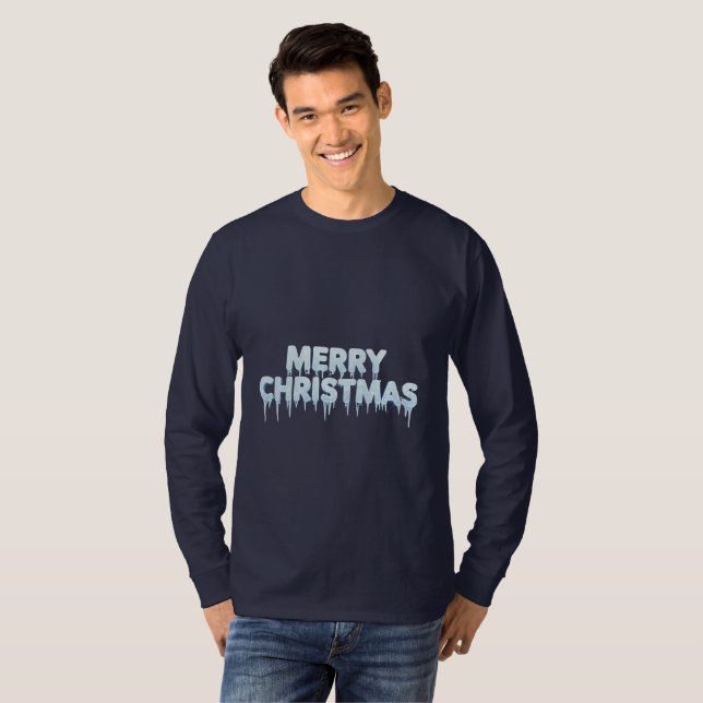 Jul Isiga Snöflingor T Shirt (Hel framsida)