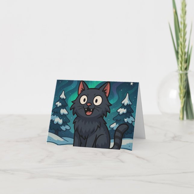 Jul Isländsk Jol katt Tack Kort (Framsida)