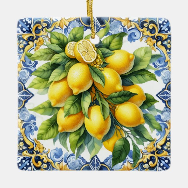 Jul Italienska Citroner Prydnad Julgransprydnad Keramik (Framsida)