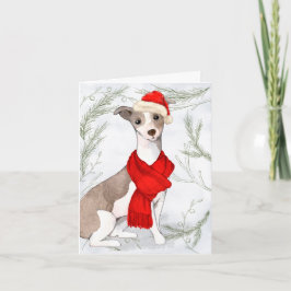 Jul Italienska Greyhound och Botaniska Gräs Helgkort
