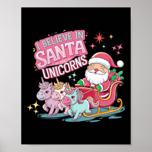 Jul, jag tror på Santa och Unicorns Funny Xm Poster