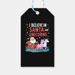 Jul, jag tror på Santa och Unicorns Funny Xm Presentetikett