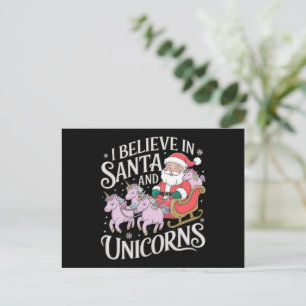 Jul, jag tror på Santa och Unicorns Julafton Helg Vykort