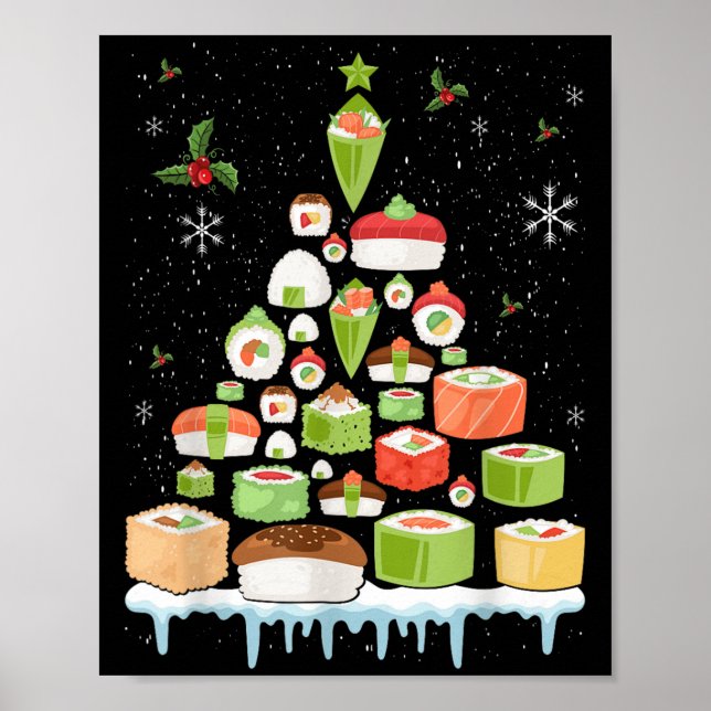 Jul japansk sushi julgran Holiday Pyjamas  Poster (Framsidan)