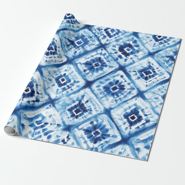 Jul Japansk tie Dye Shibori Mönster Helgdag Presentpapper (Utrullad)