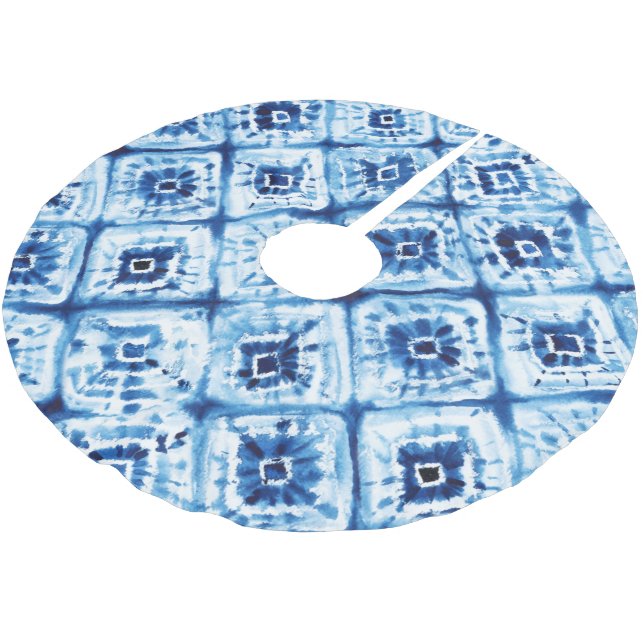 Jul Japansk Tie Dye Shibori Tryck Julgransmatta Borstad Polyester (Vinklad)