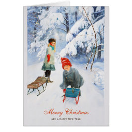 Jul Jenny Nyström Winter play CC0392-kort Hälsningskort