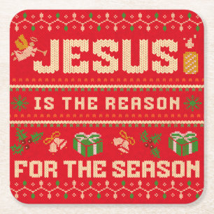 Jul Jesus är orsaken till säsongen Underlägg Papper Kvadrat