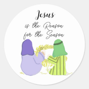 Jul Jesus är Reason Round Sticker Runt Klistermärke