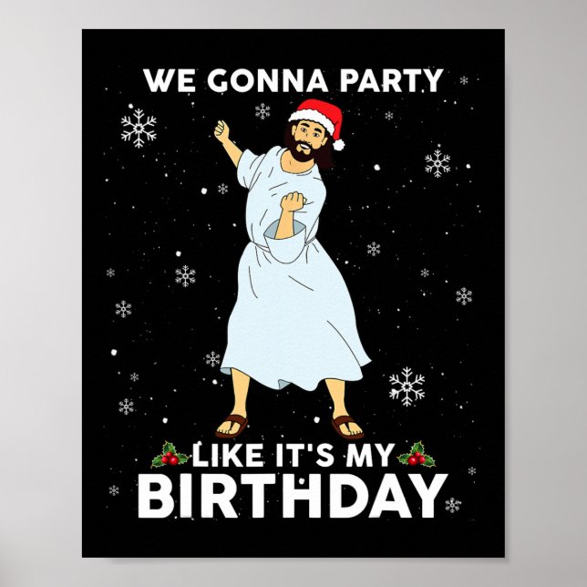Jul Jesus Dancing Vi ska Party som om det är M Poster (Framsidan)
