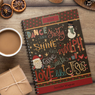Jul Jesus Frosty Rudolph Santa Quote Anteckningsbok