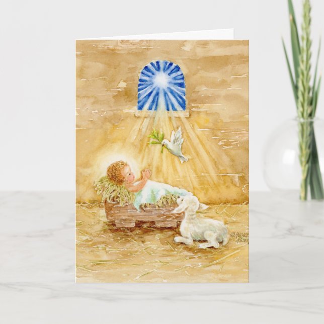 Jul Jesus i Manger Child of Peace Blank Card Kort (Framsida)
