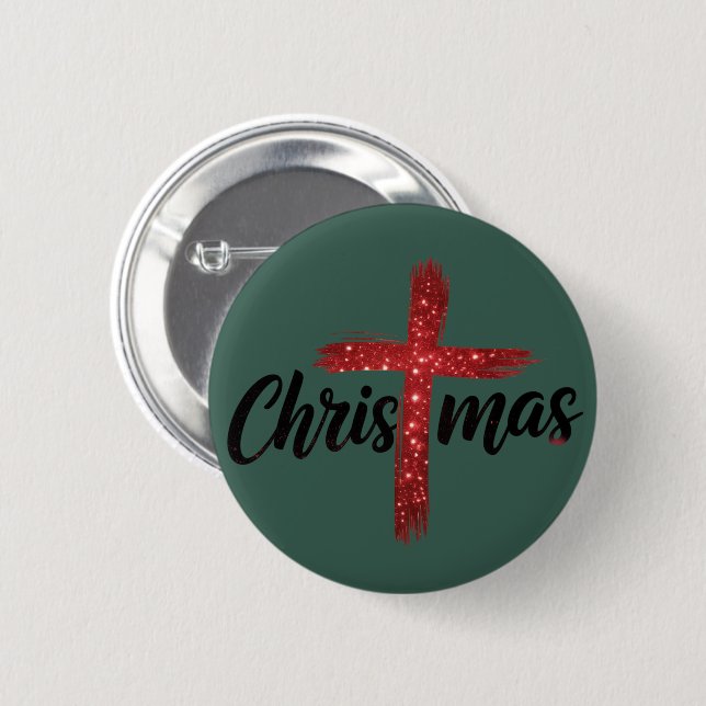 Jul Jesus Kors Kristet Tro Religion Knapp (Framsida & baksida)
