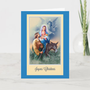 Jul, Jesus, Mary, Joseph, Donkey, Änglar Helgkort