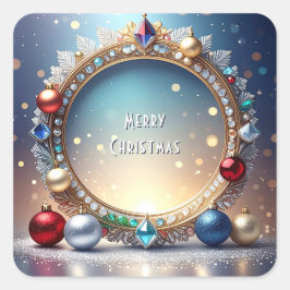 Jul Jewel Ram Helgdag Sticker Fyrkantigt Klistermärke