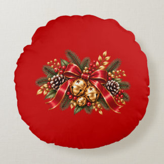 Jul Jingle Bells Röd Slinga Festiv Rund Kudde