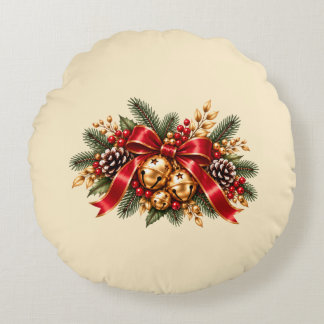 Jul Jingle Bells Röd Slinga Festiv Rund Kudde