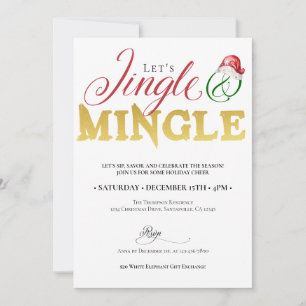 Jul Jingle Mingle Julafton Julhelg Party Inbjudningar