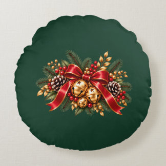 Jul Jingle Rings Röda Band Festiv Rund Kudde