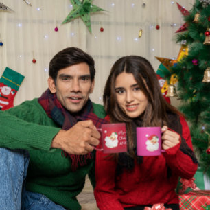 jul Jolly Jultomten Merry Hälsning Två-Tonad Mugg