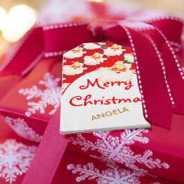 jul Jolly Jultomten Red Merry Hälsning Presentetikett