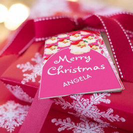 jul Jolly Jultomten Rosa Merry Hälsning Presentetikett