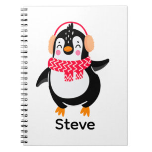 Jul Jolly Penguin i Scarf med Ear Muffs Anteckningsbok