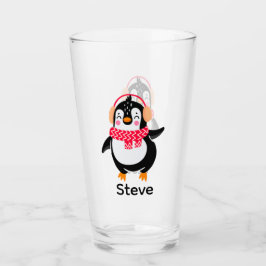 Jul Jolly Penguin i Scarf med Ear Muffs Glaskopp