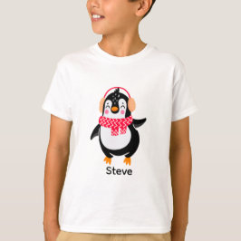 Jul Jolly Penguin i Scarf med Ear Muffs T Shirt