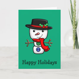 Jul Jolly Snögubbe-Helgdag-kort Tack Kort