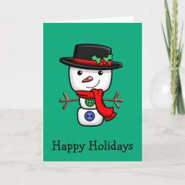 Jul Jolly Snögubbe-Helgdag-kort Tack Kort