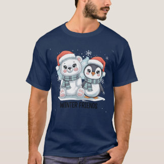 Jul Joy Bears Penguins Winter Friends vän T Shirt