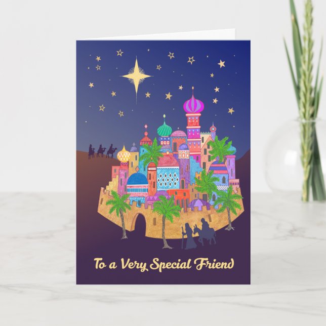Jul Joy Bethlehem för Friend Card Kort (Framsida)