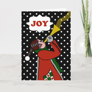 Jul Joy Blowing Horn i Snö Helgkort