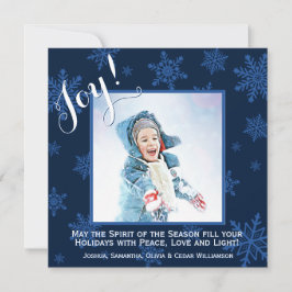Jul Joy Blue Snöflingor Festive Helgdag Card