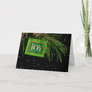 Jul Joy Card-prydnad på träd Helgkort