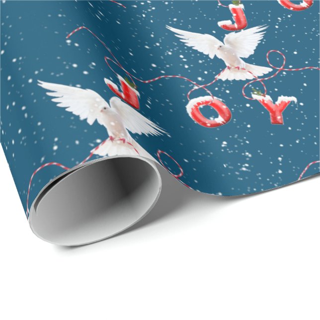 Jul Joy Dove On Blue Presentpapper (Rullad Hörn)