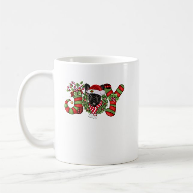 Jul Joy Dwarf Stocking Black Fransk Bulldog Kaffemugg (Vänster)