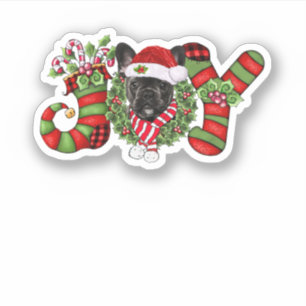 Jul Joy Dwarf Stocking Black Fransk Bulldog Klistermärken