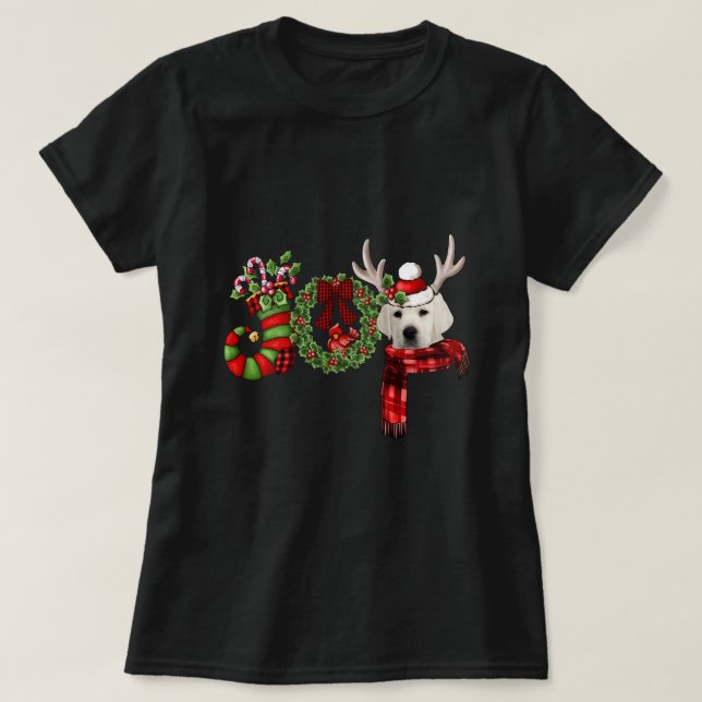 Jul Joy Dwarf Stocking Reindeer White Labrad T Shirt (Design framsida)