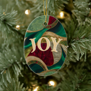 Jul JOY Elegant Red, Guld och Grönt Julgransprydnad Keramik