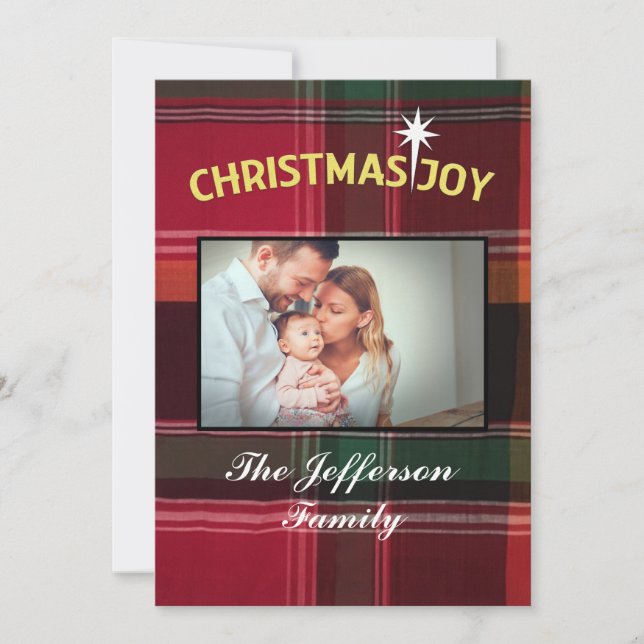 Jul Joy Family Baby Infant Photo Personalize Julkort (Framsida)