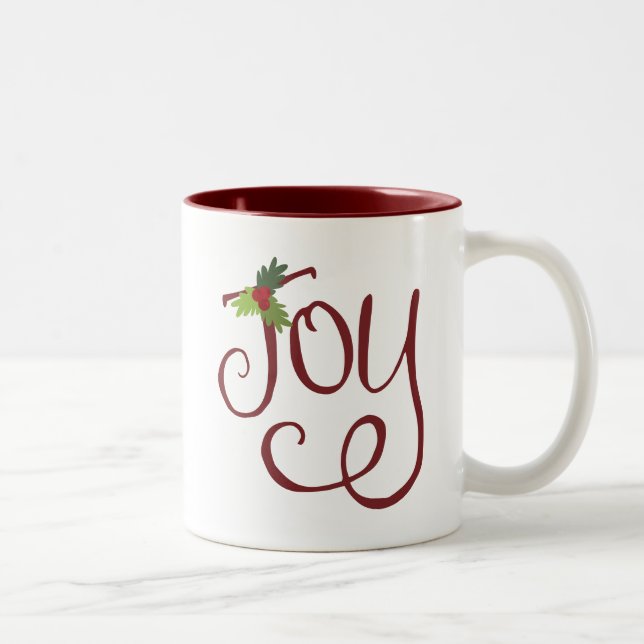 Jul Joy Hand-Lettered Script Typography Två-Tonad Mugg (Höger)