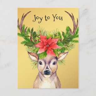 Jul Joy Helgdag Hjort Illustration Helg Vykort
